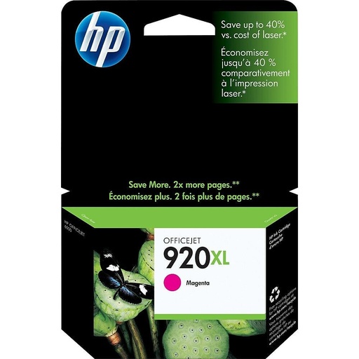 [21014002135] HP INK 920XL HL-YLLD-MAGENTA ORIGINAL -CD973AE-BGX حبر اتش بي احمر 